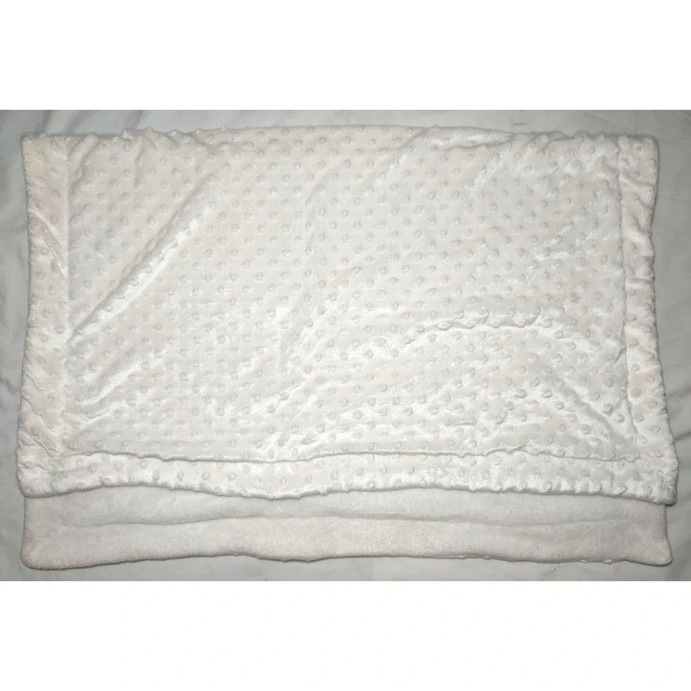 SL Home Fashions Solid Beige Blanket Raised Minky Dots White Soft Baby RN 119741